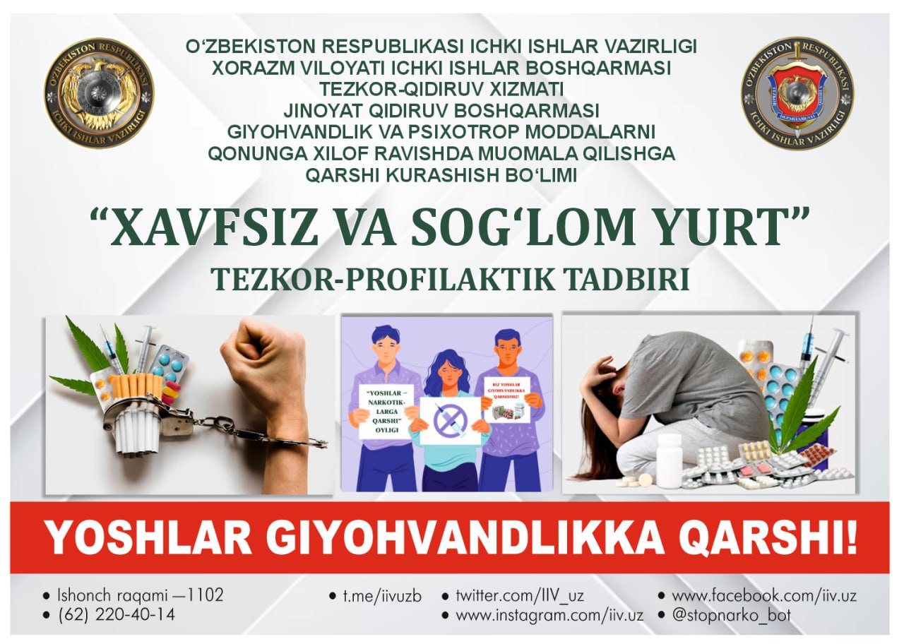 "Xavfsiz va sog'lom yurt" tezkor-profilaktik tadbiri joylarda